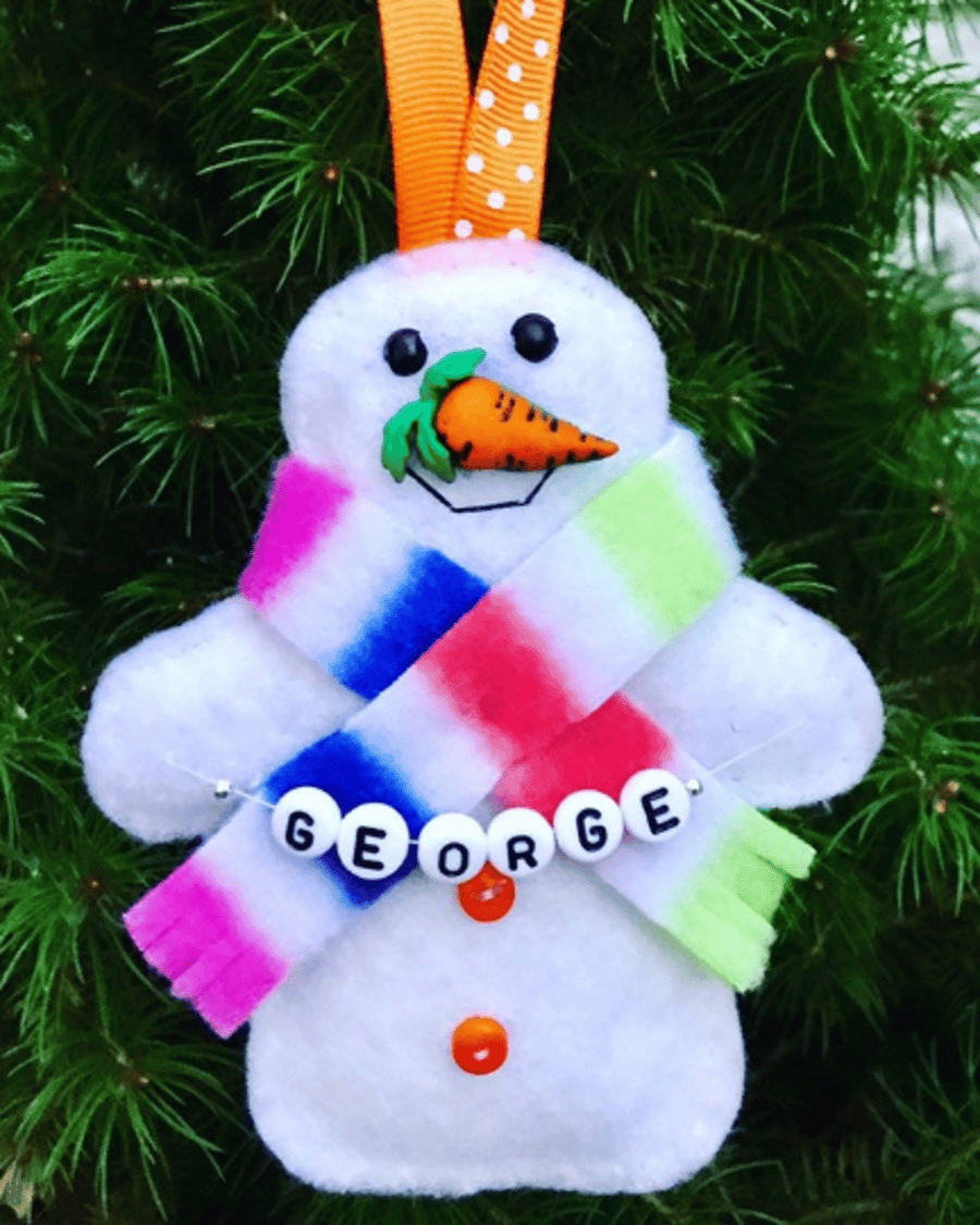 Personalised Snowman Christmas Tree Decoration any name