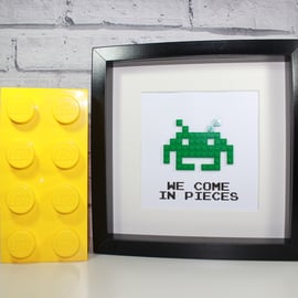 SPACE INVADERS - Framed custom made alien - Lego - Awesome pixel art work