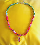 Watermelon Cocktail Charm Shell Bead Necklace, Red & Green - Image 6