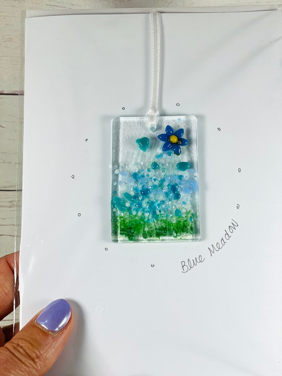 Fused glass keepsake card so you- blue meadow 