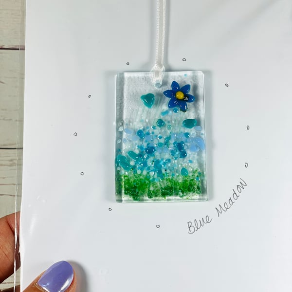 Fused glass keepsake card so you- blue meadow 