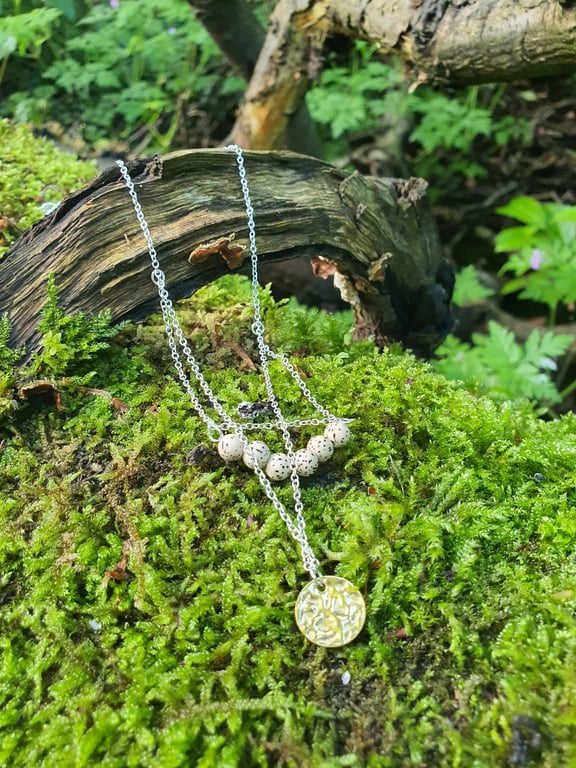 Bodhi seed bead silver layered necklace 