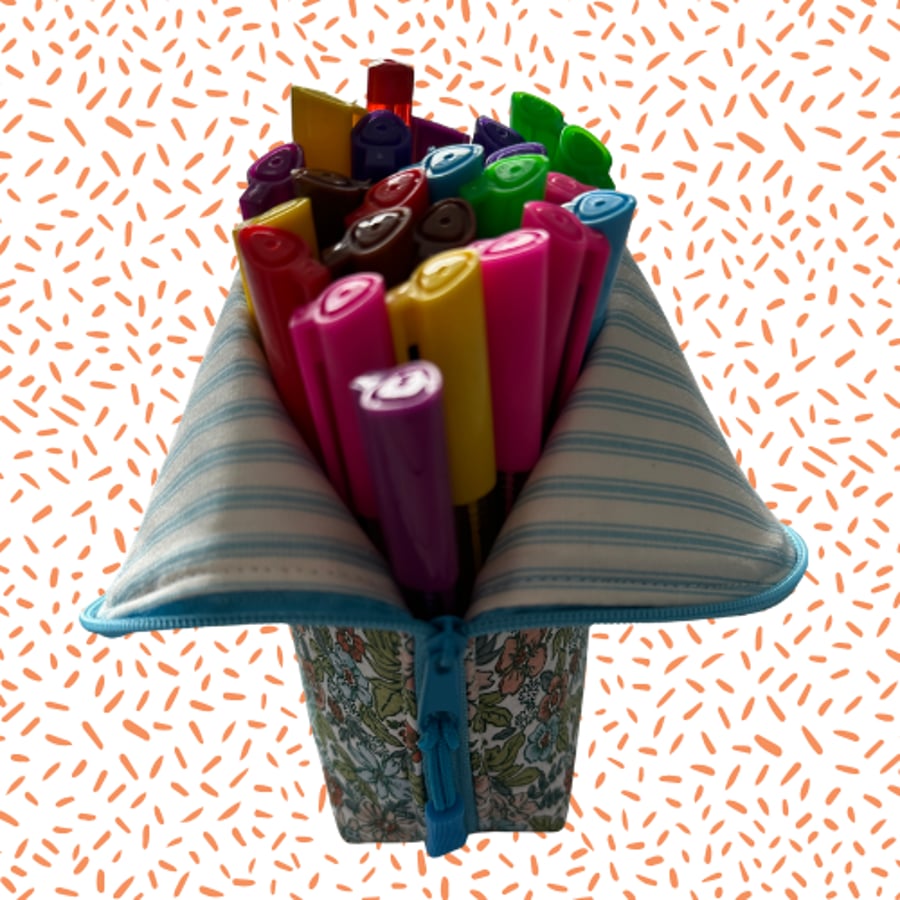 Handmade Fabric Stand Up Tool Case - Pencil Storage - Tool Pouch