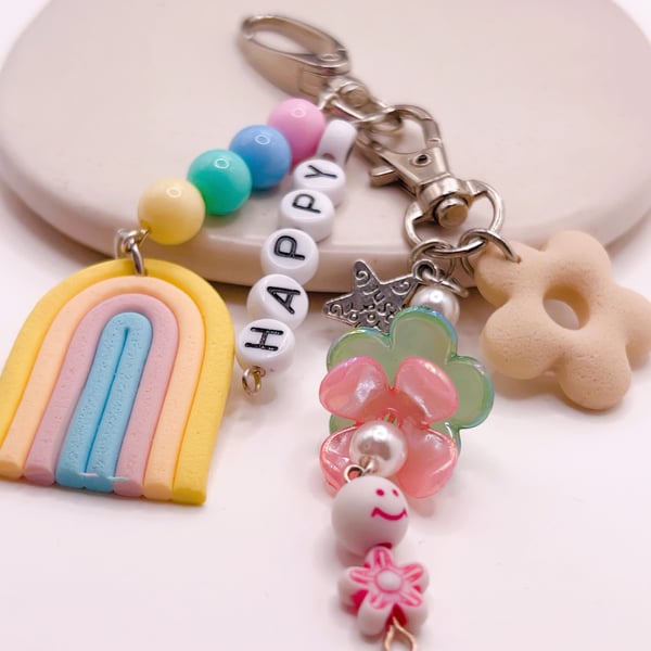 Rainbow Keychain with Charms – Cheerful Bag Accessory Gift