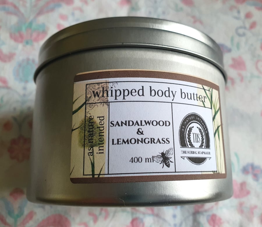Sandalwood & Lemongrass whipped vegan body butter 400ml