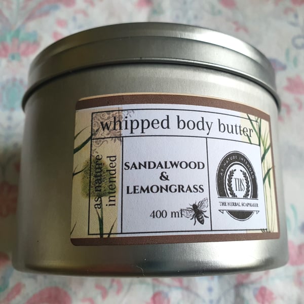 Sandalwood & Lemongrass whipped vegan body butter 400ml