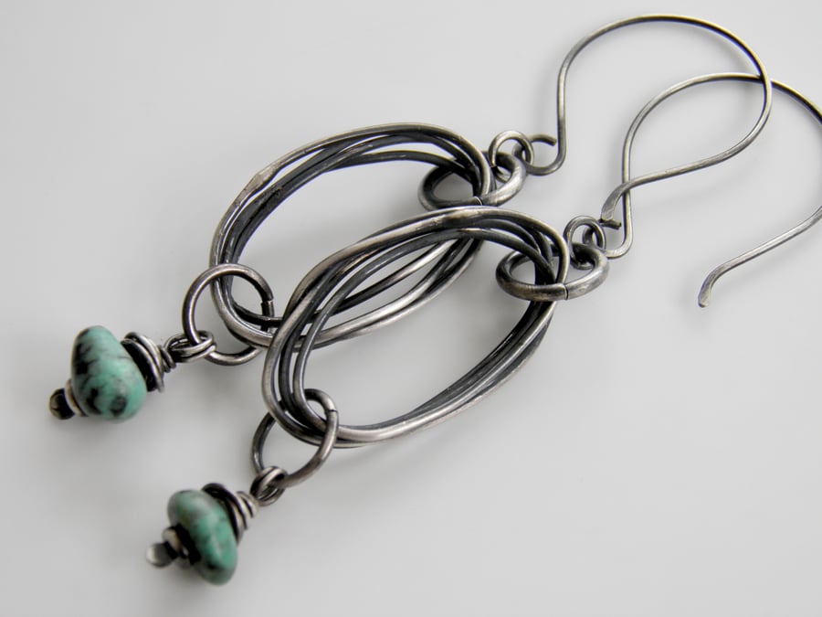 Turquoise Earrings Sterling Silver 