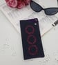 Glasses case, denim, pink circles and purple lining.  - Image 2