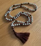  River stone Jasper and Tiger’s eye hand knotted long tassel necklace