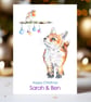 Personalised Fox and Robin Christmas Card, Watercolour Art, 2 Sizes