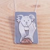 Sterling Silver and Copper Etched Koala Scene Necklace