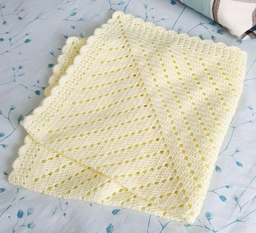 Which Way Filet Crochet Baby Blanket, newborn gift, crib blanket 