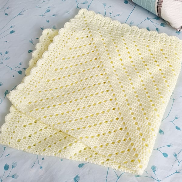Which Way Filet Crochet Baby Blanket, newborn gift, crib blanket 