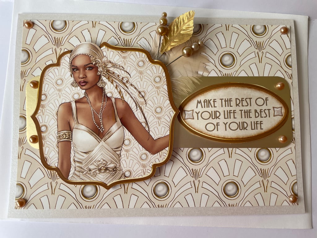 Make the rest of your life the best of your life Art Deco birthday card