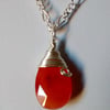 CARNELIAN AND SILVER NECKLACE - - FREE SHIPPING WORLDWIDE