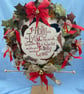 Christmas Wreath Decoration Home Display. Holly and the Ivy in Tweeds & Cotton. - Image 3