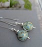 Sterling Silver Turquoise Marble Venetian Glass Long Earrings - JBJ1120
