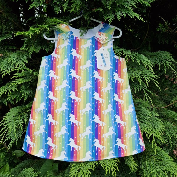 Age: 2-3yr Bright Rainbow Unicorn dress. 