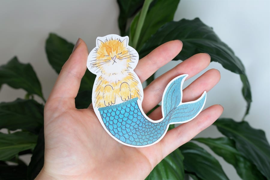 Purrmaid large recyclable sticker