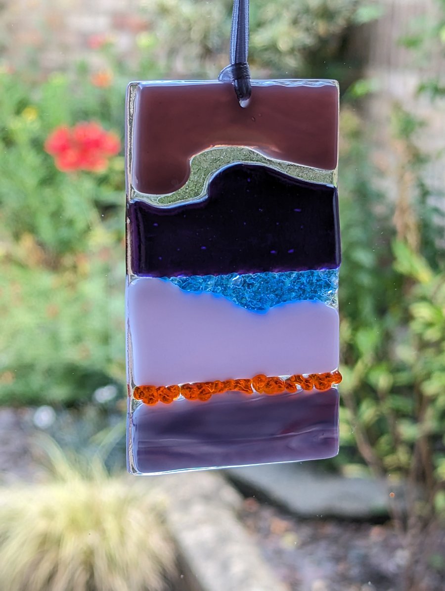 Fused Glass Artistic Landscape Hanger