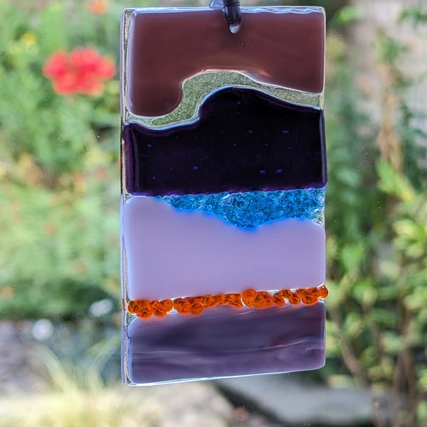 Fused Glass Artistic Landscape Hanger