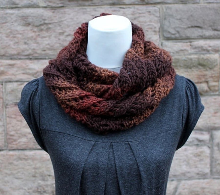 Knitted infinity scarf, cowl, snood