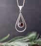 Garnet and Sterling Silver Teardrop Necklace