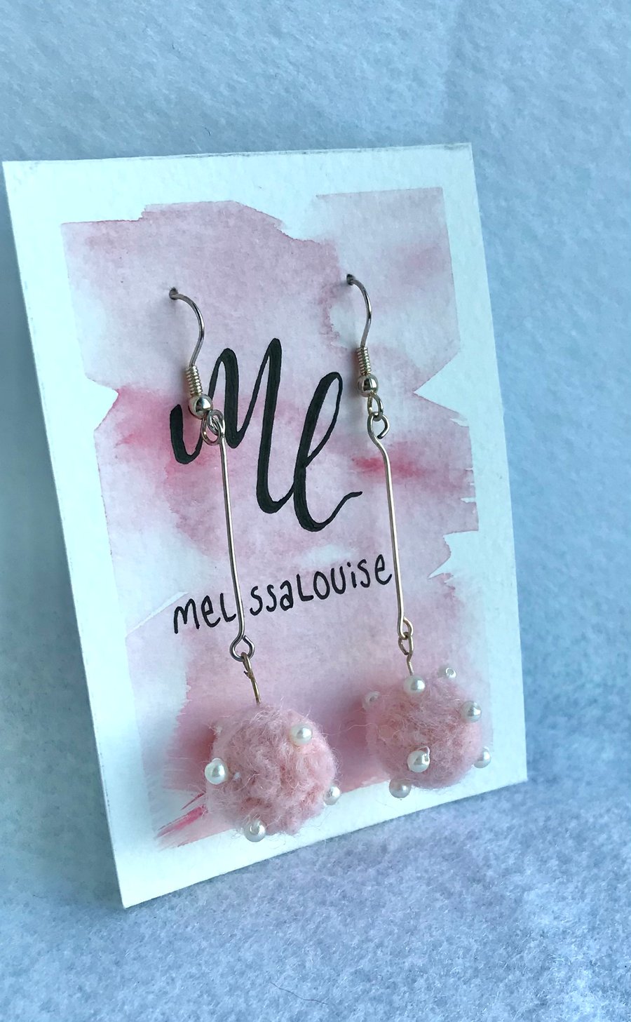 Pink and Pearl long earrings 
