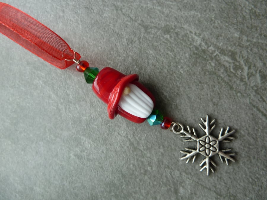 red gnome glass christmas tree decoration