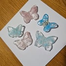 Hand made fused glass gender reveal butterflies