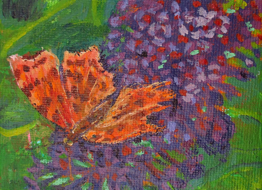 Butterfly - Mini Painting and Easel - Original Acrylic Painting on Canvas