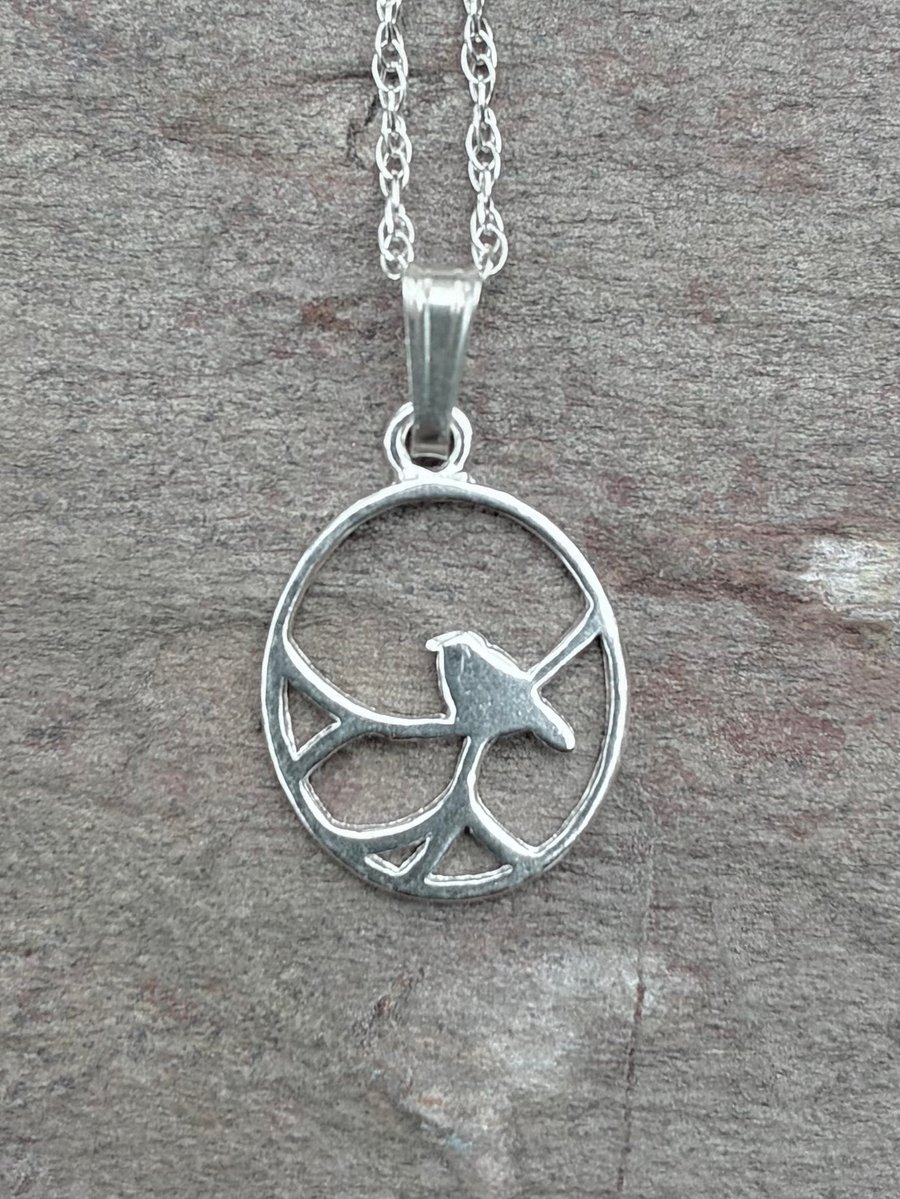 Sterling Silver Nightingale Pendant on 40cm Rope Chain