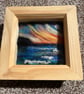 Sunset over cliffs and sea needle felt pine box frame 