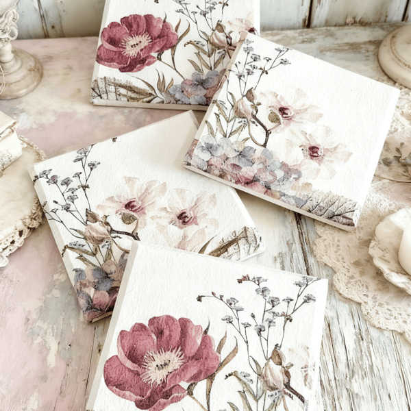 Shabby Chic Floral Wooden Coasters