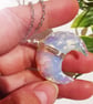 Moon necklace Opalite silver stone pendant, pretty silver necklace gift for her, - Image 5