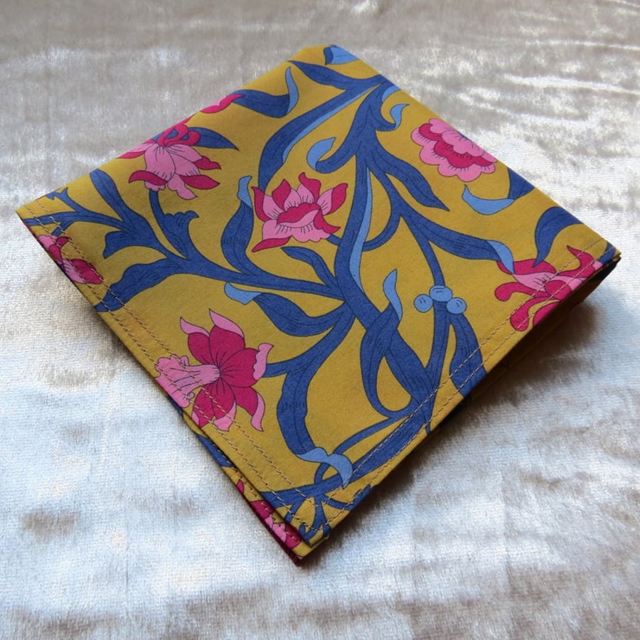 Liberty Lawn handkerchief. Floral design. Cotton handkerchief.