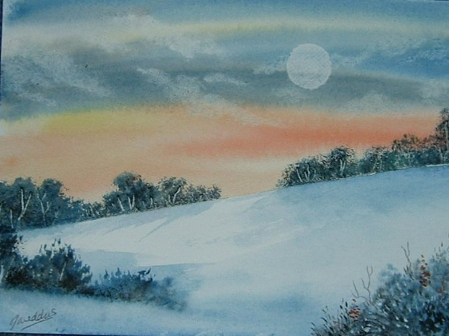 original art painting snowscene ( ref F 888)