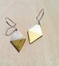 Silver and Brass Handmade Diamond Dangly Earrings - Image 1