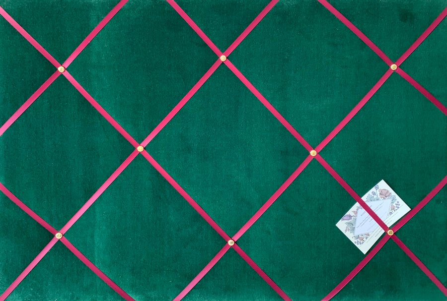 Handmade Bespoke Memo Notice Board With Dark Green Velvet Fabric