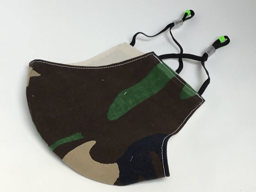 Large reusable double layered, washable and adjustable camo  face mask