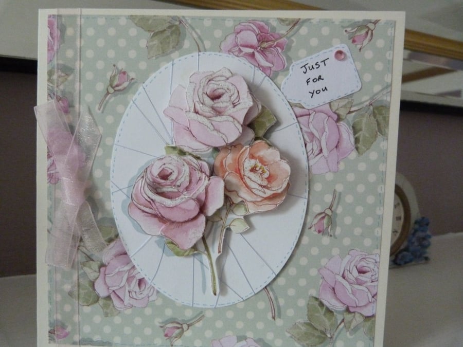 Rose Decoupage Birthday Card