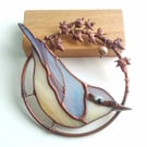 Stained Glass Nuthatch Ring - handmade in Hampshire
