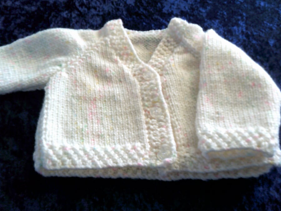 16 inch V Neck White with Pastel Flecks Cardigan