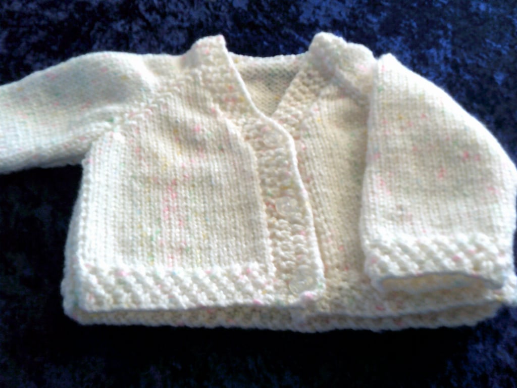 16 inch V Neck White with Pastel Flecks Cardigan