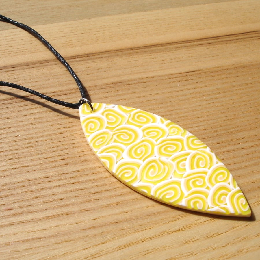 Lemon Ripple Millefiori Tribal Polymer Clay Pendant