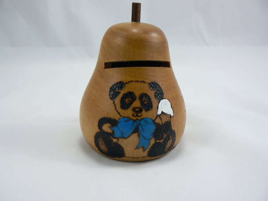 Money box with key (pyrography)