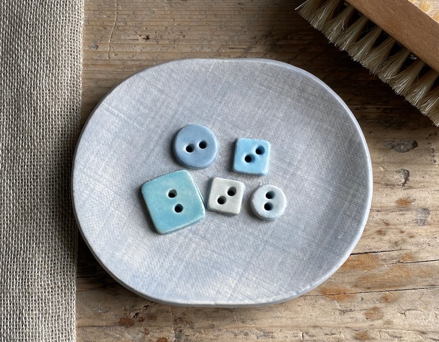 Handmade Ceramic Button Soap Dish