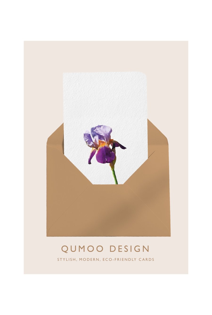 Iris purple flowers Greetings Card (QM 341)