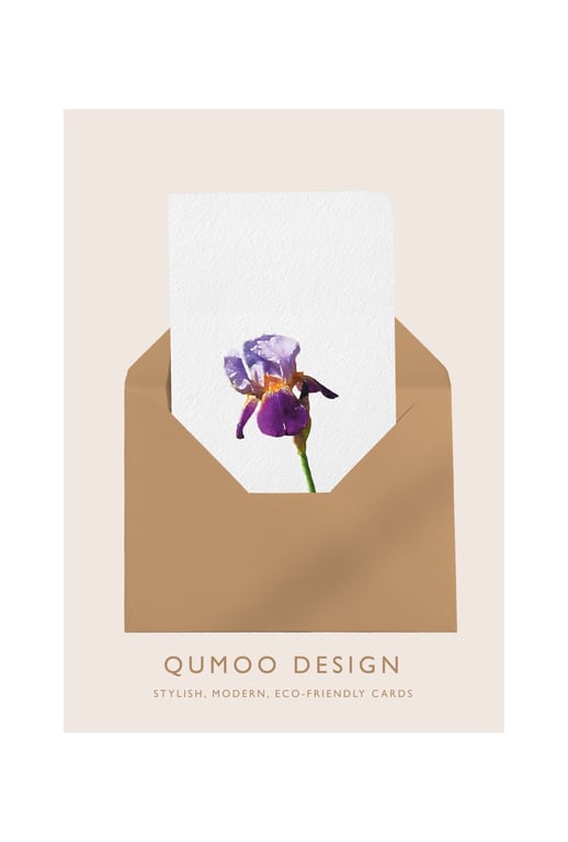 Iris purple flowers Greetings Card (QM 341)