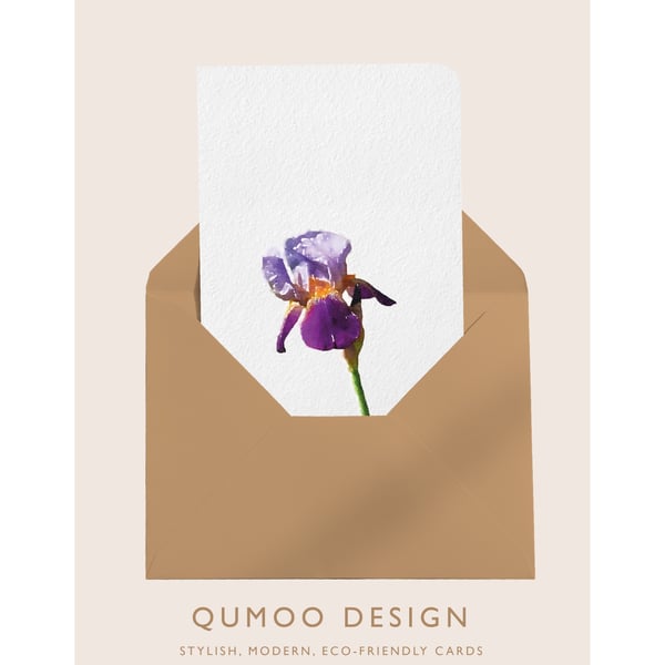 Iris purple flowers Greetings Card (QM 341)